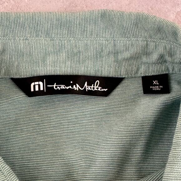 Travis Mathew Short Sleeve Polo Shirt Heather Green Golf Logo Size XL - Picture 3 of 7